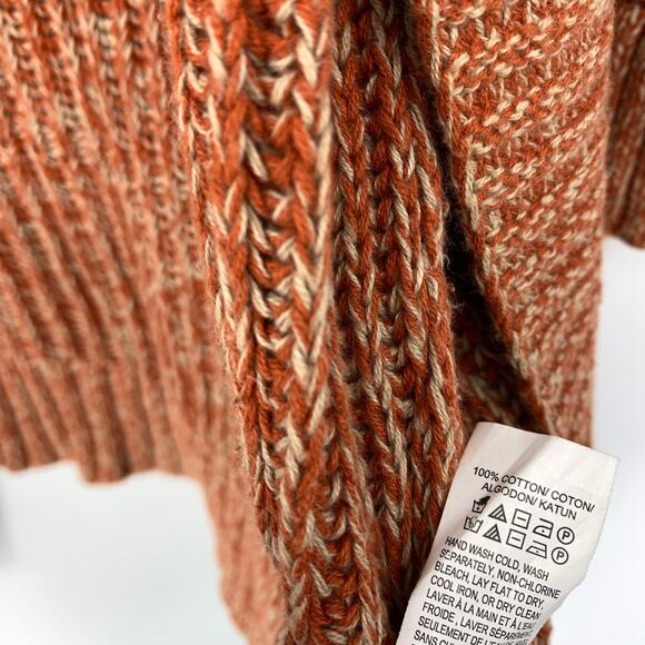 Lucky Brand Women's Size Medium Marled Orange Knit Open Front Cardigan Sweater - Picture 6 of 6